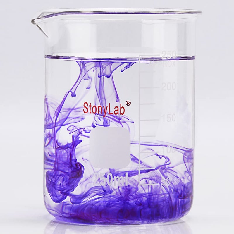 stonylab كوب زجاجي 1 عبوة زجاج بوروسيليكات متدرج شكل منخفض كوب غريفين مع فوهة صب، 250 مل - Image 5